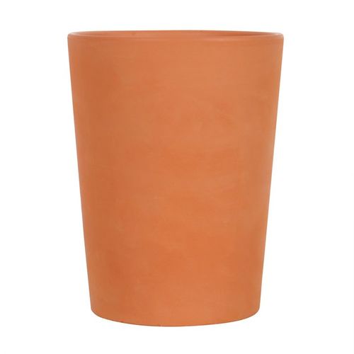 Terracotta-colored planter on a white background