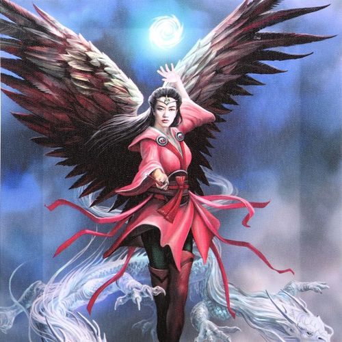Immerse your space in the enchanting power of the elements with this 19x25cm canvas plaque, showcasing the Air Element Sorceress by renowned fantasy artist Anne Stokes. This high-quality, full-colour print captures the ethereal sorceress commanding the winds with graceful strength, her presence swirling with mystical energy. Part of Anne Stokes' captivating 'Elemental Magic' series, this artwork brings a touch of arcane elegance and elemental force to your home or sacred space, perfect for those who seek to