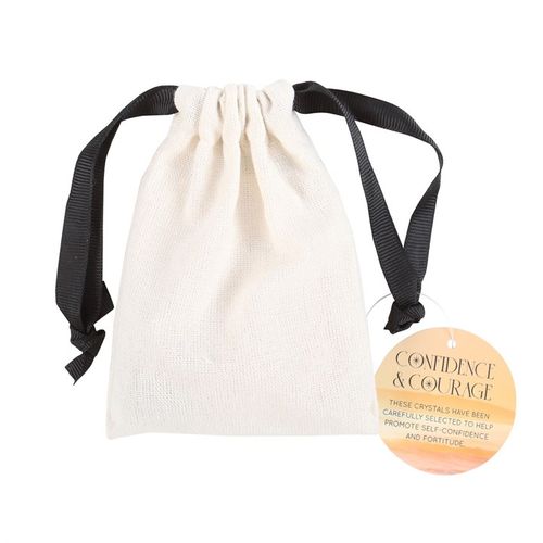 This Confidence & Courage crystal set includes a trio of healing stones selected for their power of positivity. Yellow jasper increases confidence in social situations, clear quartz promotes focus and tiger's eye provides an extra blanket of protective energy. 