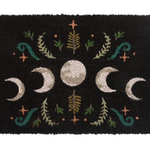Invite loved ones into your enchanted sanctuary with this spellbinding doormat. Showcasing an ethereal moon phase motif surrounded by enchanted flora, it sets a mystical tone at your doorstep. Please note, the design may fade under harsh weather conditions, so it’s best suited for covered or indoor spaces.