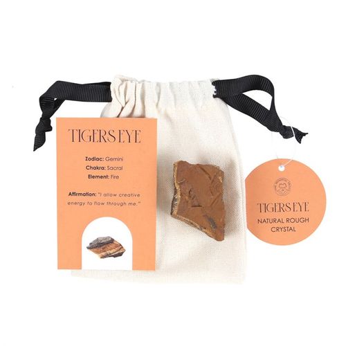Tiger's eye crystals are believed to protect against negative forces and are often embraced in the practice of crystal healing. Tap into its mystical energy to dispel harmful vibrations and boost your inner strength. Each stone arrives nestled in a cotton drawstring pouch, accompanied by a matching information card. Due to the stone’s natural uniqueness, size, shape, and color will differ with every piece.
