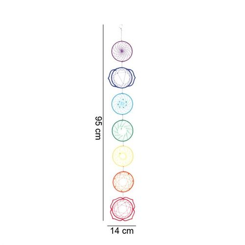 This enchanting rainbow chakra dream catcher radiates vibrant energy, perfect for illuminating any room or sacred space. Ideal for those who embrace reiki or yoga, it supports spiritual balance and physical harmony. A thoughtful gift to elevate wellbeing and invite positive vibes. Measures H86cm x W14cm x D1cm; packaged at H16cm x W15cm x D2cm.