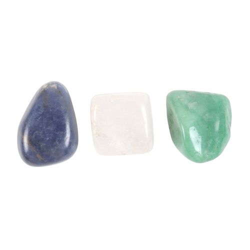 This Stress Less Healing Crystal Set features three carefully chosen stones to nurture calm and harmony. Green aventurine acts as a protective talisman, clear quartz sharpens the mind and deepens focus, while sodalite boosts self-worth and inner strength. Nestled in a mystical drawstring pouch and paired with an insightful guide, this collection is a sacred gift for those yearning to invite tranquility into their everyday journey.