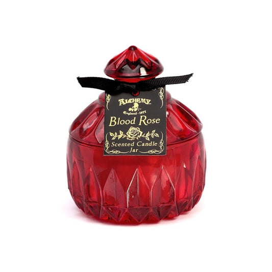 This Blood red vintage inspired, square, cut glass effect lidded candle jar encapsulates a sensual scented candle. Light the candle and let the dark sensual aroma of the 'Blood Rose' envelop your boudoir! Once the candle has burnt, this stunning, cut glass effect, jar can then be used to keep safe your trinkets and treasures.