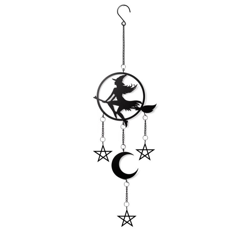 Witch Over the Moon Hanging Decoration | Alchemy England Gothic Decor
Summon the deep tidal magic within with this enchanting hanging decoration from Alchemy England. A bold witch soars across a crescent moon, surrounded by protective pentagrams—radiating witchy power and gothic charm. Perfect for those who honor their dark elegance and mystical soul.