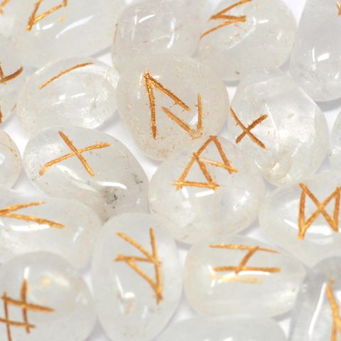Crystal Runes in Pouch – Hand-Carved Semi-Precious Divination Set