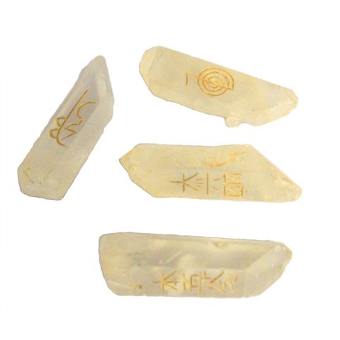 Immerse yourself in the sacred resonance of quartz with our Quartz Quatra Crystal Set – a divine collection of four long, natural quartz points, each etched with powerful Feng Shui Quatra symbols. Sourced from the mystical realms and brought to you by Ancient Wisdom, these crystals are more than beautiful—they are tools for energetic transformation.

Clear blockages, harmonize your aura, and raise your vibration. Quartz is the ultimate healing ally, amplifying intention and energy. Whether used in ritual, m
