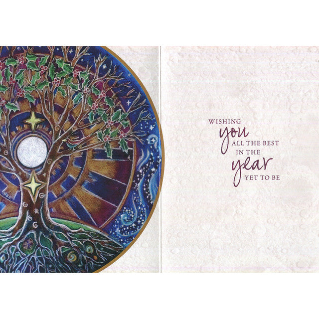 Honor the turning of the wheel with this Tree-Free Winter Solstice Mandala Greetings Card, a sacred celebration of Yule and the returning light. Featuring lunar phases and the quiet power of the sun’s shortest day, this card carries a message of renewal and hope for the year ahead. Printed on 100% recycled, tree-free paper, it aligns with earth-honouring values and mindful gifting. With an illustrated envelope and subtle inner artwork, this card is perfect for solstice blessings, pagan rituals, and sharing 