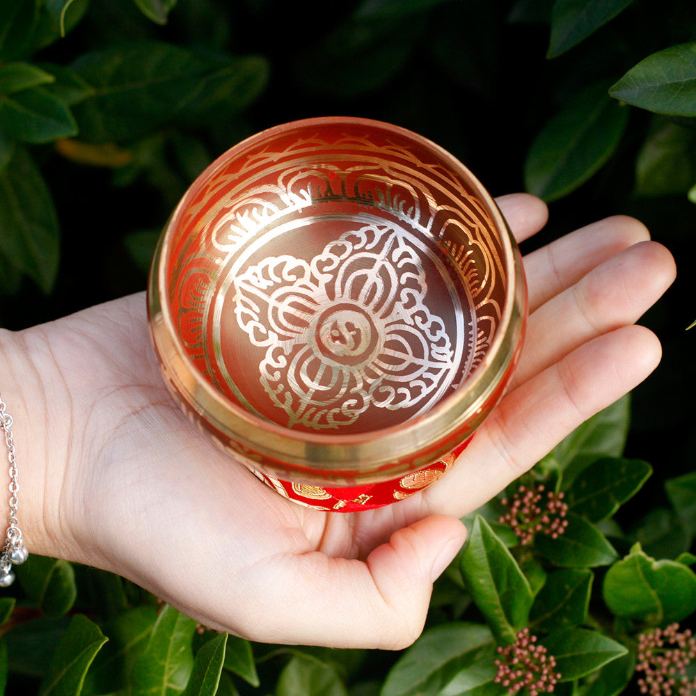 Mini Singing Bowl Gift Set – Red Handmade in Nepal