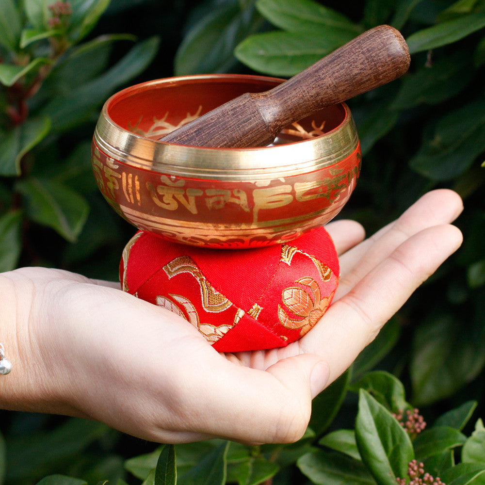 Mini Singing Bowl Gift Set – Red Handmade in Nepal