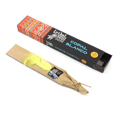 Cleanse your space and uplift your spirit with Tribal Soul White Copal Incense. Sourced from the resin of the Bursera tree, White Copal has been used for centuries in sacred ceremonies to purify energy and promote spiritual awareness.

This incense carries a fresh, citrusy scent with subtle piney undertones, evoking ancient temples and wild forests. Its bright, resinous aroma is ideal for meditation, ritual work, and energy clearing.

Each stick is hand-rolled with care, encased in a beautifully designed bo