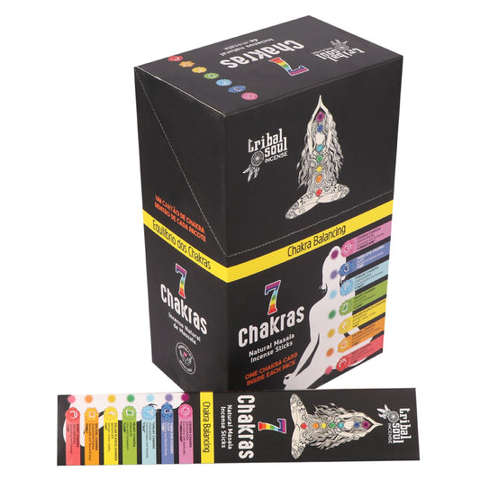 Balance your energy and elevate your spirit with our Tribal Soul 7 Chakras Incense Sticks. Each stick is crafted to align and cleanse the seven energy centres of the body, helping restore harmony and inner peace.

Infused with a rich, grounding aroma that blends floral, earthy, and woody notes, this incense is ideal for meditation, yoga, spiritual work, or simply creating a peaceful atmosphere in your home.

Each pack comes beautifully presented with a handcrafted feather and a meaningful message card, maki