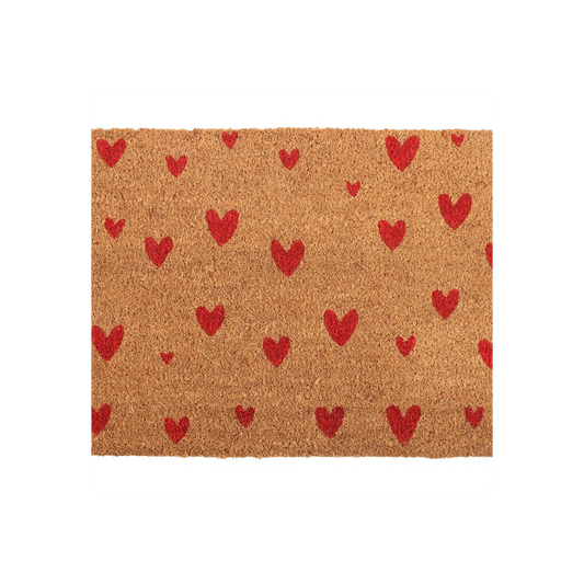 Natural Red Love Heart Doormat