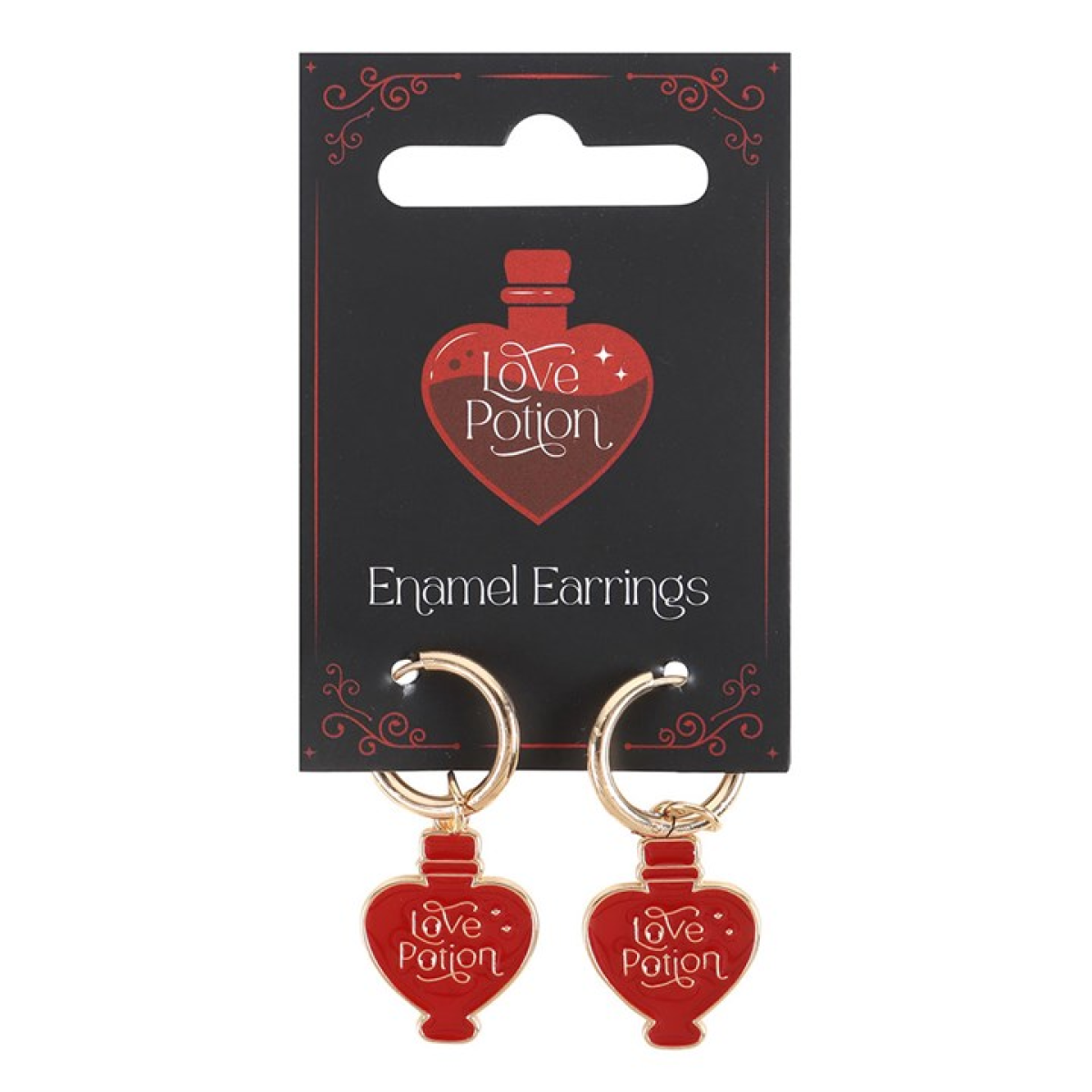Love Potion Earrings – Witchy Spell Bottle Enamel Jewellery