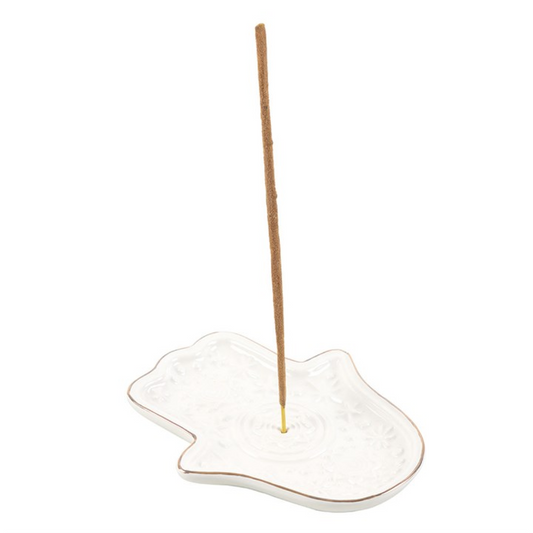 White Hand of Hamsa Incense Holder & Trinket Dish