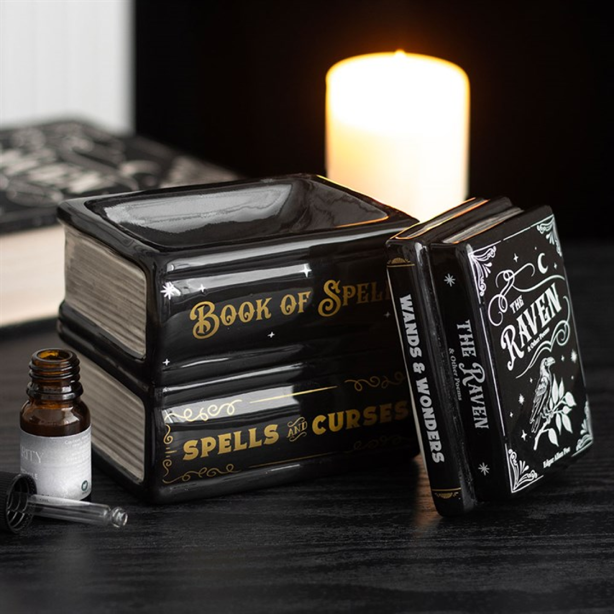 Book of Spells Oil Burner and Wax Warmer – Gothic Witch Decor