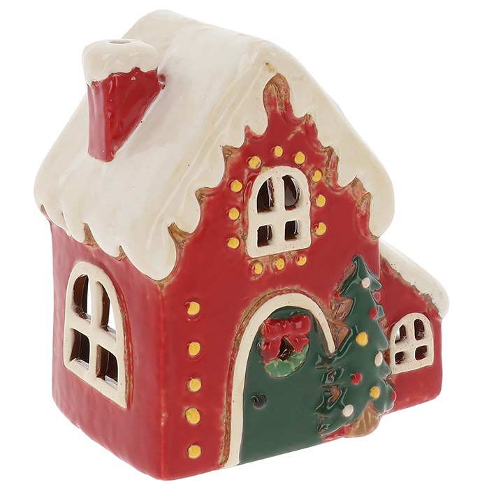 Shudehill Giftware Dorps Keramiek Mini Crème/Roze Huis Met Hart Theelichthouder 331032