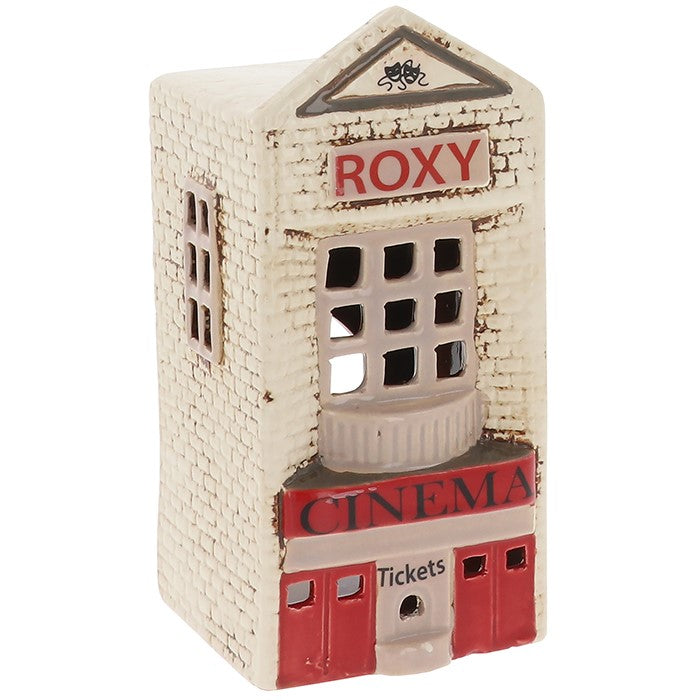 Shudehill Village Pottery Roxy Cinema tealight house. Witchy ceramic candle holder for altar decor, shadow work, and magical village displays.