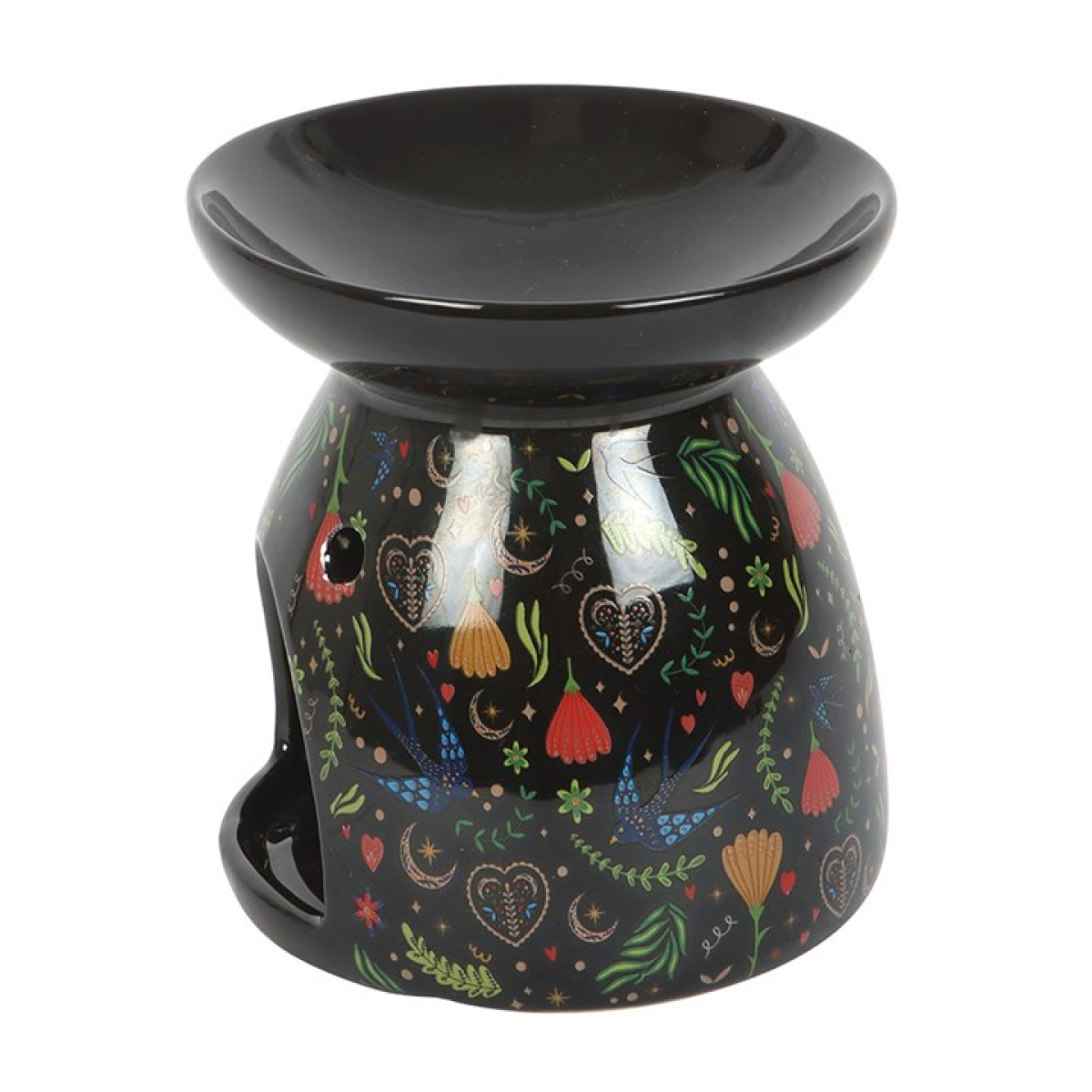 Midnight Bloom Print Oil Burner – Gothic Floral Aromatherapy Decor