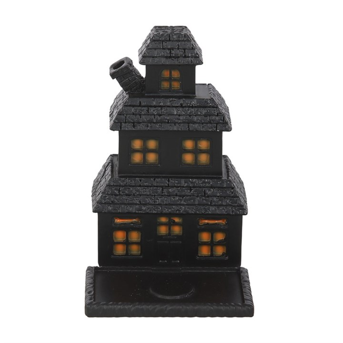 Black Haunted House Incense Cone Holder – Gothic Spooky Decor