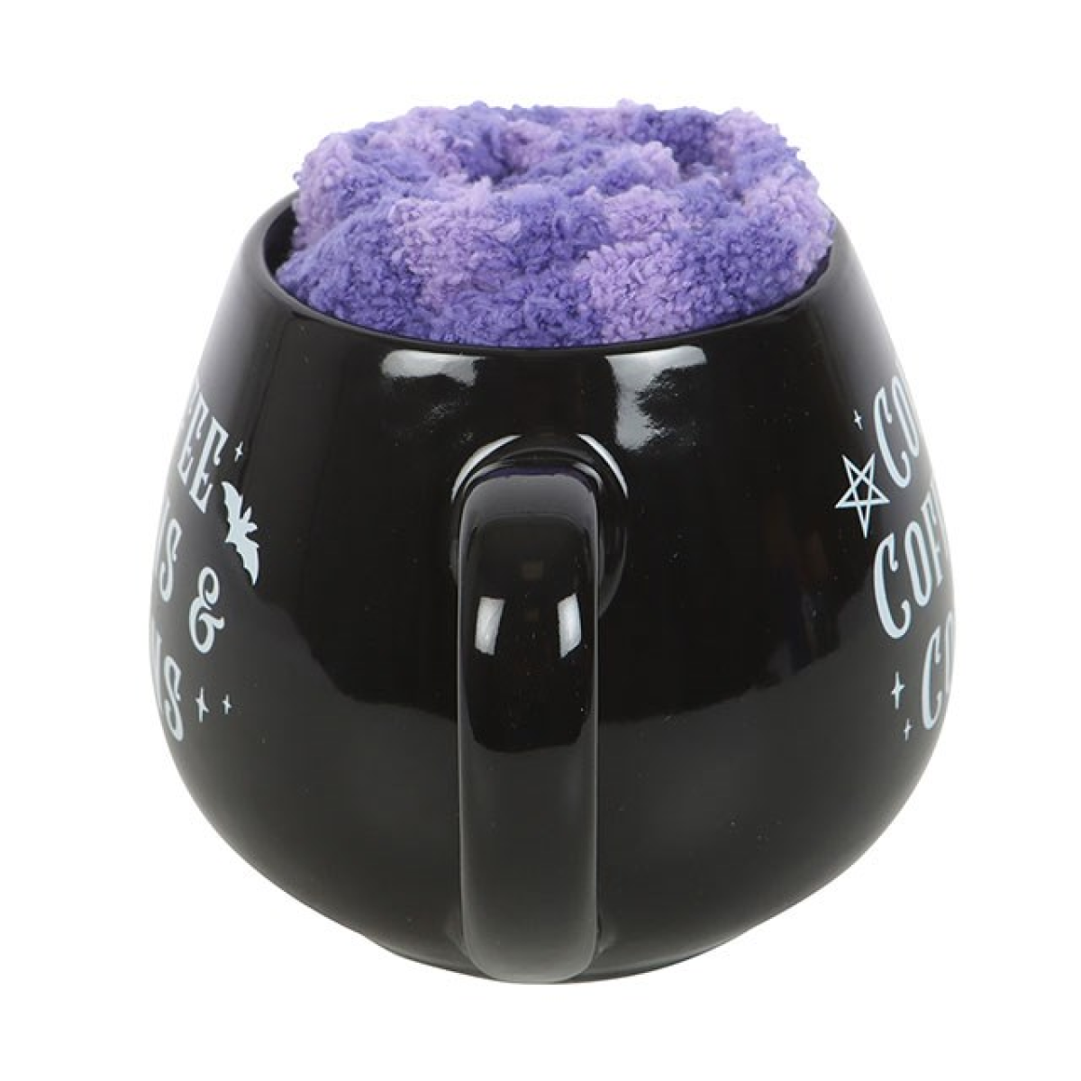 Coffee, Coffins & Covens Cauldron Mug & Fluffy Socks Gift Set – Witchy Comfort Duo