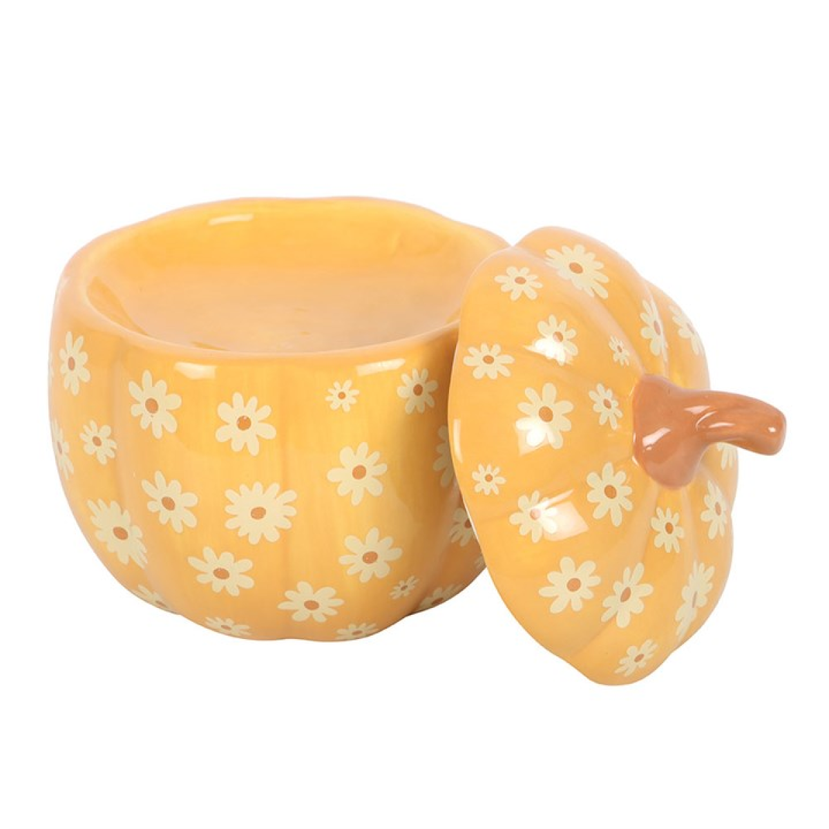 Summon the warmth of autumn into your home with this Groovy Floral Pumpkin Oil Burner. Shaped as a radiant orange pumpkin and adorned with a playful floral pattern, it carries both seasonal charm and a touch of magical whimsy.

Perfect for filling your space with cosy fragrances, this burner blends function with festive spirit. Simply add fragrance oil diluted with water, remove the lid, and let the gentle flame release scents of comfort and enchantment.

Ideal for autumn rituals, Halloween gatherings, or s