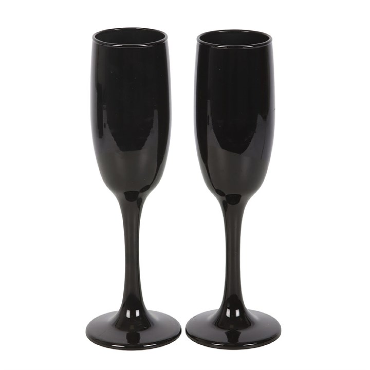 Set of 2 Dead Thirsty Champagne Flutes – Gothic Black Toasting Glasses (300ml)