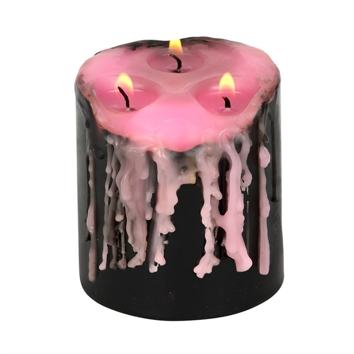 Embrace the dark romance of the gothic with this Small Pink Vampire Tears Pillar Candle. Unscented yet endlessly dramatic, it bleeds vivid pink wax as it burns, creating a mesmerizing, moody spectacle that transforms any room into a scene of shadowy enchantment.

Perfect for gothic interiors, candlelit rituals, or as a striking gift for lovers of dark aesthetics, this petite pillar brings a playful yet haunting flourish to your décor. With an approximate three-hour burn time, it’s ideal for intimate evening