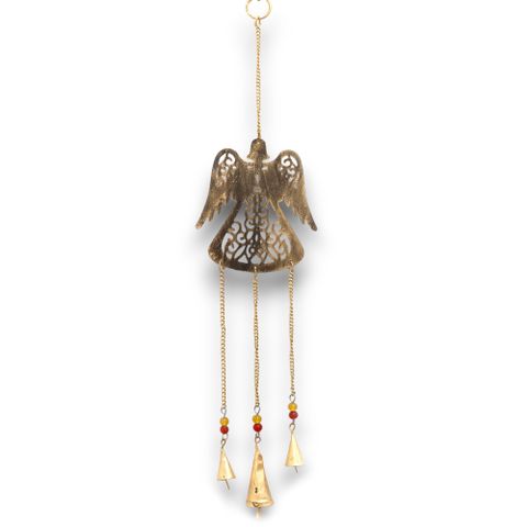 Invite divine serenity into your sacred space with our Angel Protection Wind Chime, a spiritual ally for your home or garden. This sacred chime features a beautifully crafted angel figure—an emblem of divine protection and celestial guidance. With every whisper of the wind, the trio of brass bells sings a gentle, meditative tone that realigns your aura and soothes your energetic field.

Warm red and orange beads, representing the Root and Sacral Chakras, infuse the chime with grounding and creative vibratio