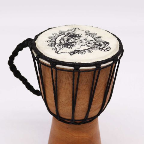 Elephant Design Wide Top Djembe Drum 20cm – Handcrafted African Percussion