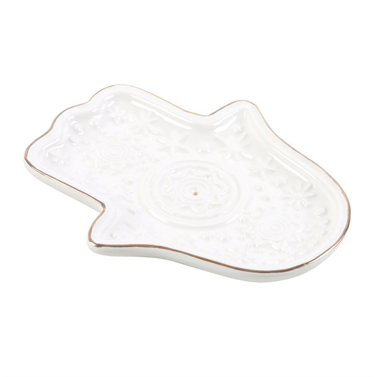 White Hand of Hamsa Incense Holder & Trinket Dish
