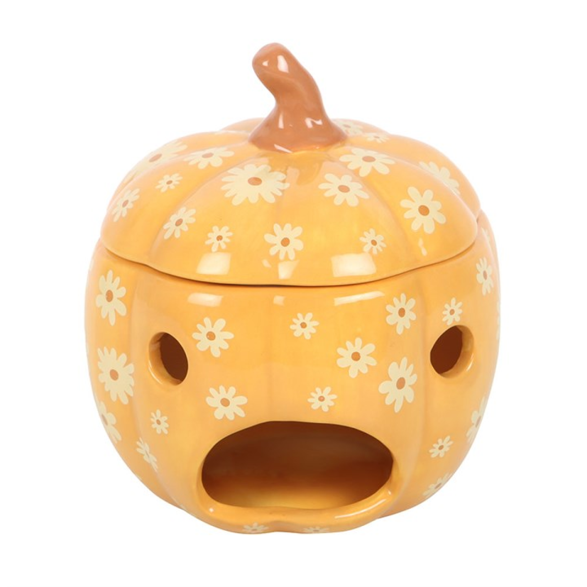Groovy Floral Pumpkin Oil Burner – Autumn & Halloween Home Décor
