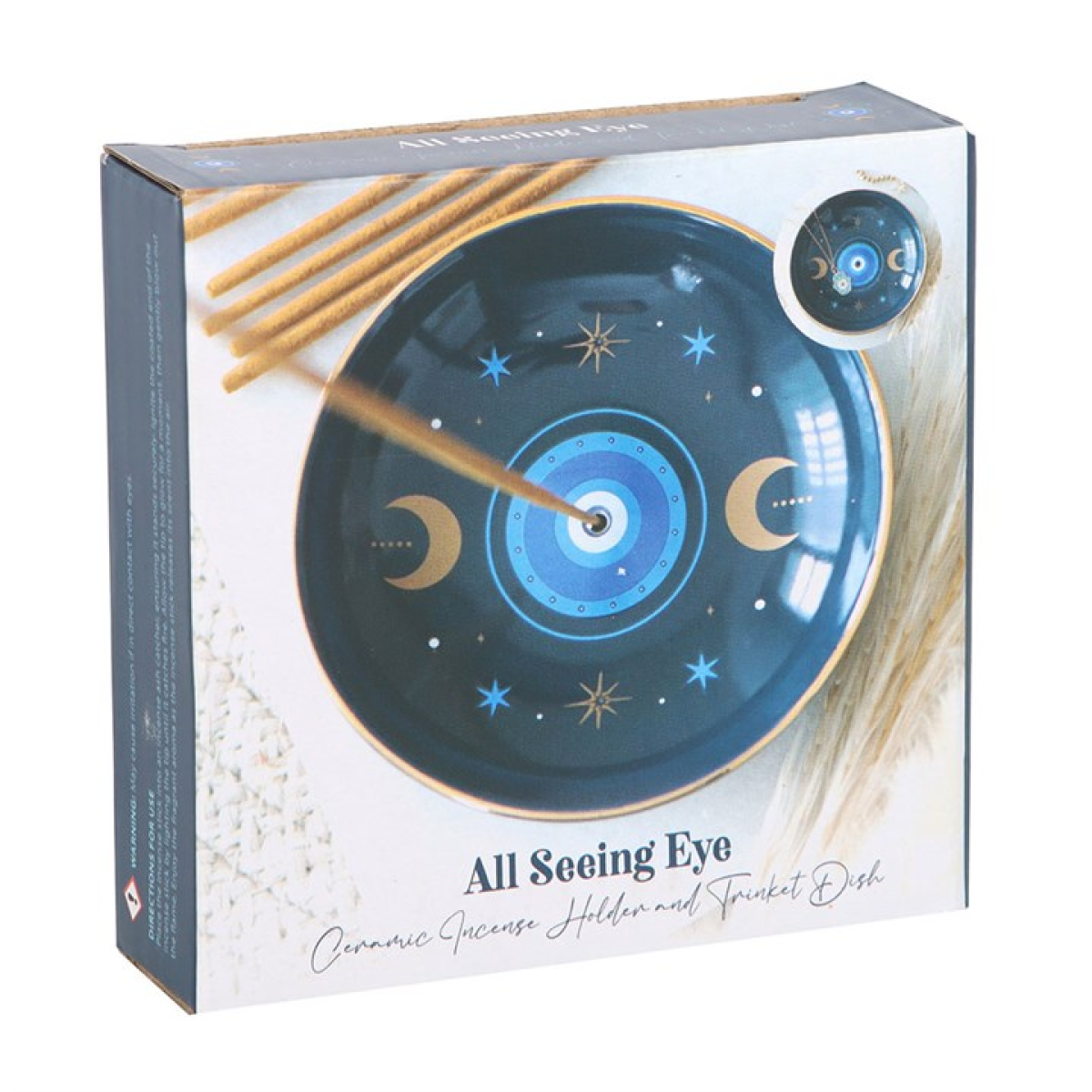 Blue All Seeing Eye Incense Holder – Mystical Ceramic Decor