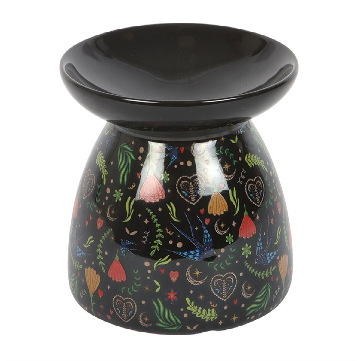 Midnight Bloom Print Oil Burner – Gothic Floral Aromatherapy Decor