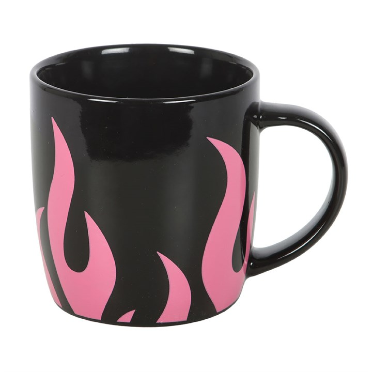 Pink Flame Mug – Bold Black Ceramic Coffee Cup for Fiery Souls