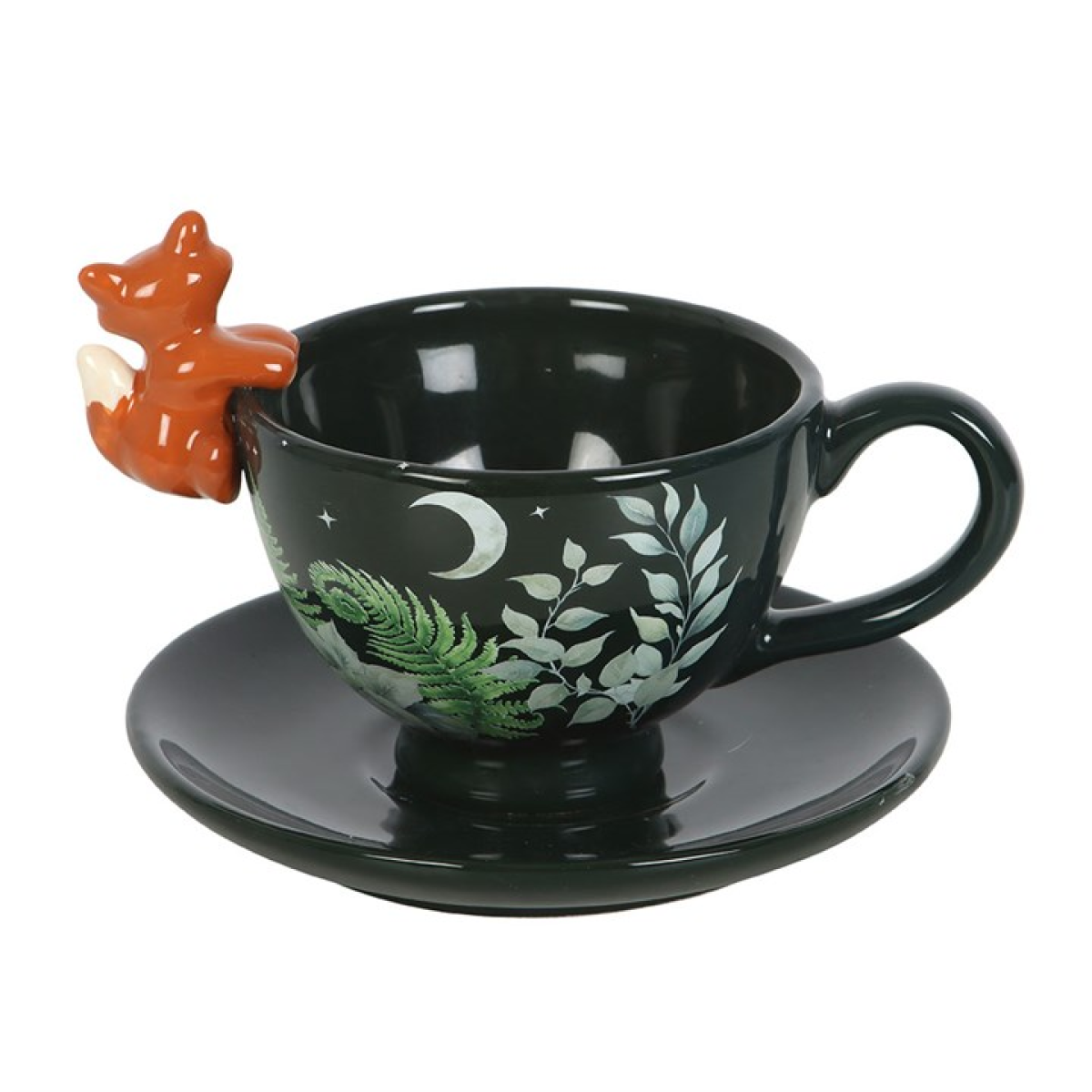 Green Forest Teacup with Fox Ceramic Tea Set 500ml
