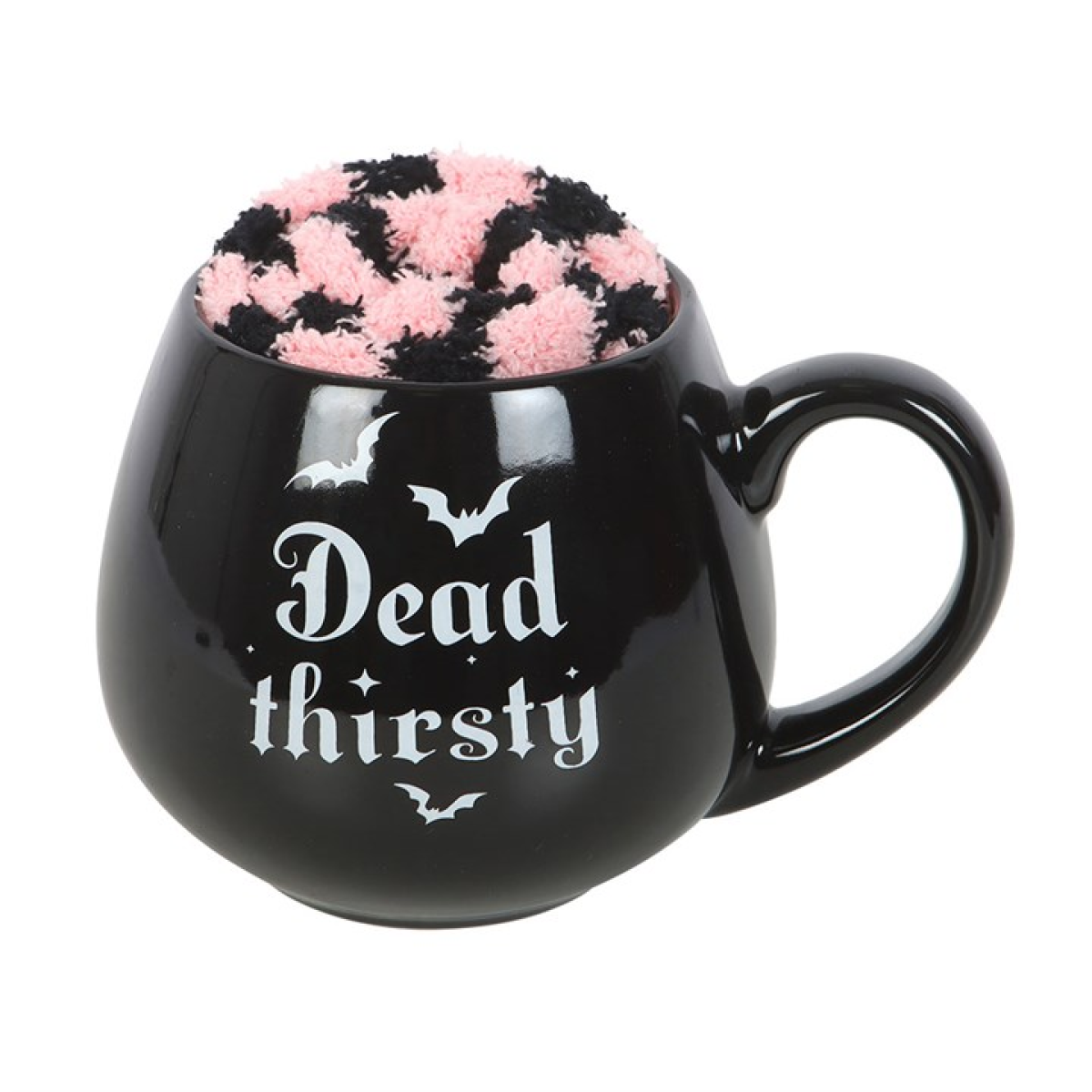 Dead Thirsty Mug & Socks Gift Set – Pink and Black Gothic Coffee Cup