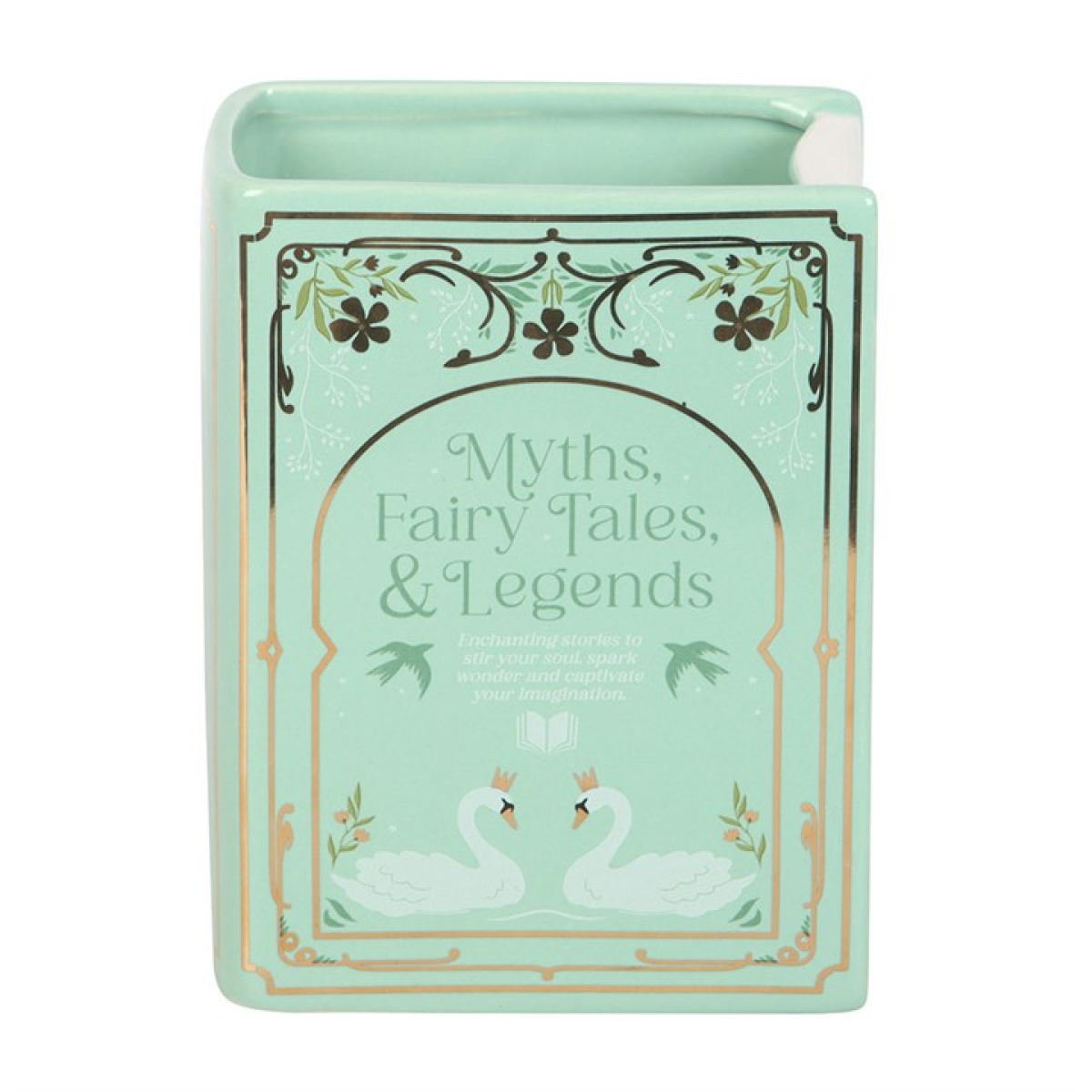 Green Book Shaped Vase – Literary Ceramic Home Decor