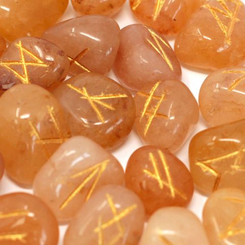 25 Yellow Aventurine runes for divination, insight, and energy work. Includes pouch. A perfect tool for spiritual guidance and crystal rituals.