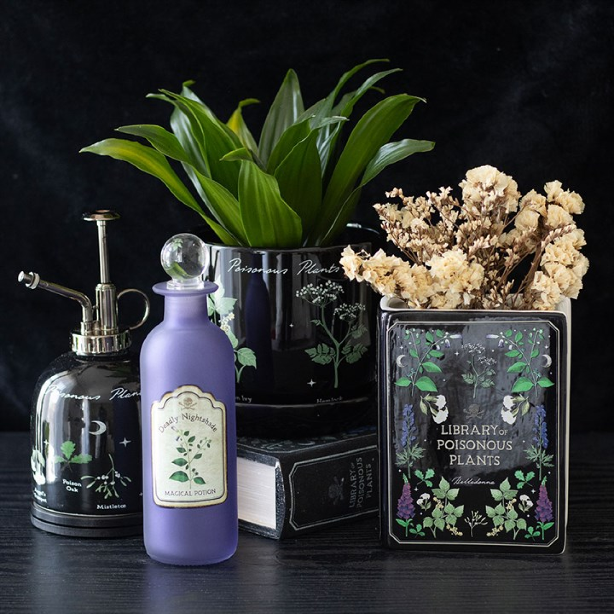 Poisonous Plants Book Shaped Vase – Gothic Botanical Decor