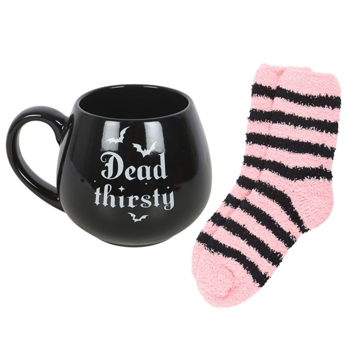 Dead Thirsty Mug & Socks Gift Set – Pink and Black Gothic Coffee Cup