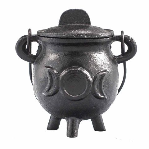 Our Cast Iron Cauldron adorned with the Triple Moon symbol, measuring 6.5 x 13 cm, is a sacred tool for those seeking to enhance their spiritual practices. Crafted to deepen rituals and meditation, this cauldron connects you with the energies of the Moon and the Divine Feminine. Ideal for burning incense, herbs, or other sacred materials, it invites a profound focus and spiritual connection during your ceremonies. Embrace the power of the Triple Goddess with this mystical vessel designed to elevate your mag