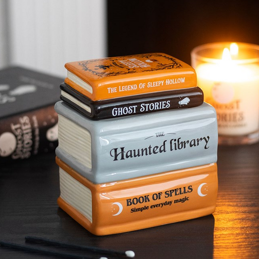 Haunted Library Book Stack Oil Burner and Wax Warmer