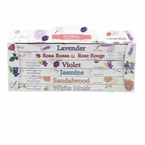 Stamford Incense Gift Sets contains a set of 6 individual boxes full of incense sticks with a higher fragrance percentage giving a more intense long-lasting aroma when in use.&nbsp;

Now you can retail&nbsp;Stamford Incense Sticks&nbsp;as lovely gift set suitable for every occasion. They are ready to fill every room in your home with that unique alluring scent.

Simply light a tip of the stick and wait for it to glow. Then blow out the flame and place in an incense holder.