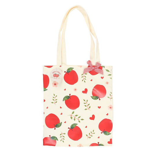 Carry your essentials in this stylish and eco-friendly tote bag, featuring a cheerful, red apple print and gingham bow perfect for shopping, school, or work. A thoughtful gift for those who appreciate both function and personality.