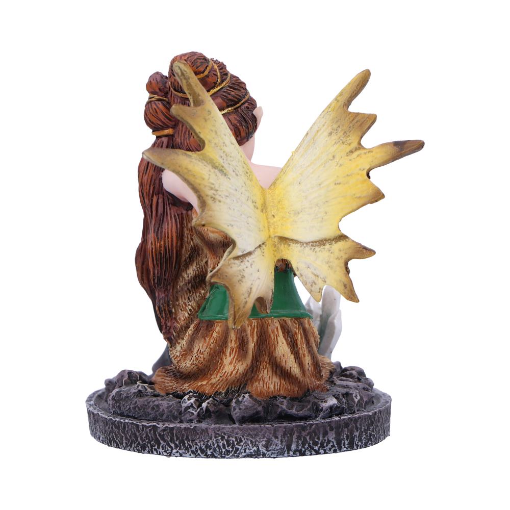 Statue of a fairy with butterfly wings on a white background