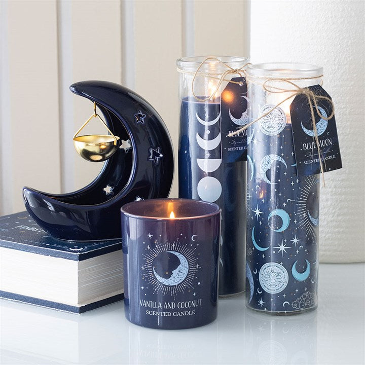 Blue Crescent Moon Hanging Oil Burner – Mystical Aromatherapy Decor