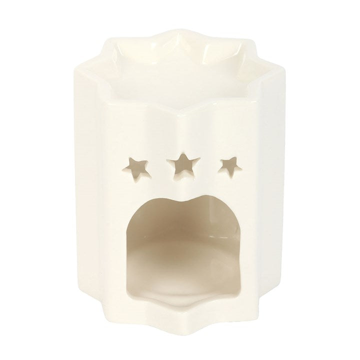 White Star oil burner for fragrance oils. Celestial decor for meditation, relaxation, and magical home aromatherapy. Tealight included separately.