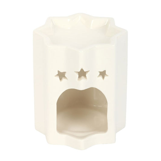 White Star oil burner for fragrance oils. Celestial decor for meditation, relaxation, and magical home aromatherapy. Tealight included separately.