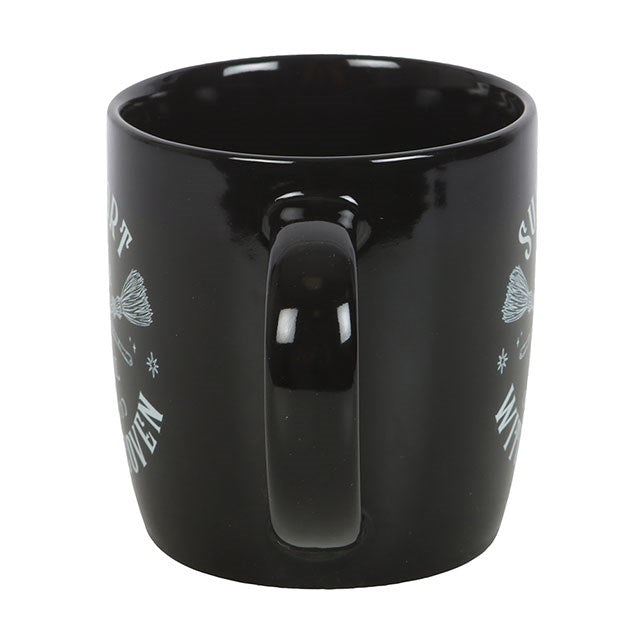 Support Your Local Witch Coven Mug – Crossed Broomsticks Ceramic Cup